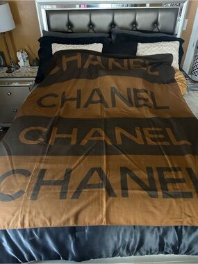 CHANEL Brown Pareo Cotton Scarf with Logo Tag! New! Perfect for summer/beach!
